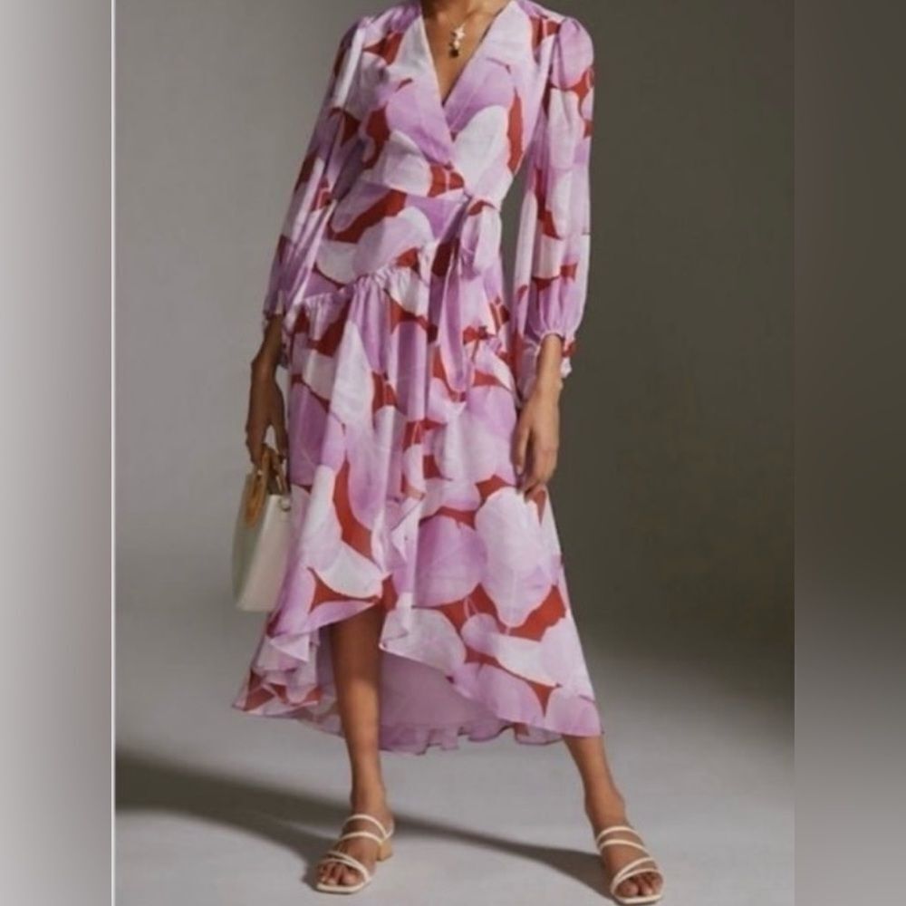 Anthropologie Hutch Elegant Floral Wrap Dress size M